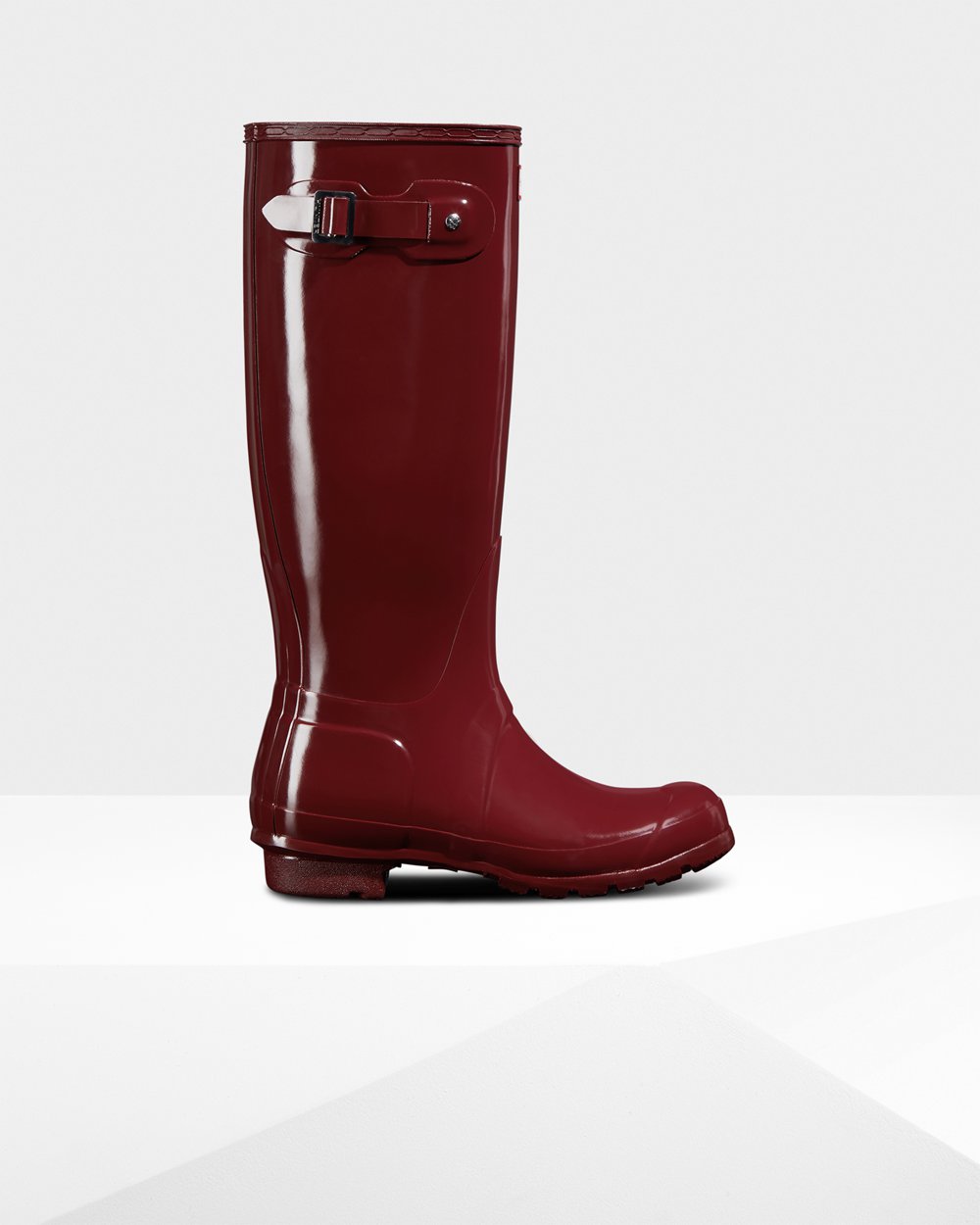 Galochas Altas Hunter Feminina Cinzentas Vermelhas - Original Gloss - 95OLNEAGX